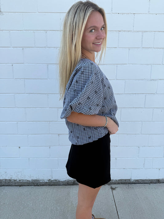 Hyfve black mini skirt built in liner shorts comfy skort boutique