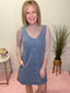 Washed Denim Sleeveless V-Neck Mini Dress
