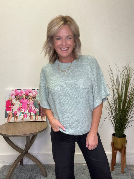 Textured Knit Half Sleeves Top