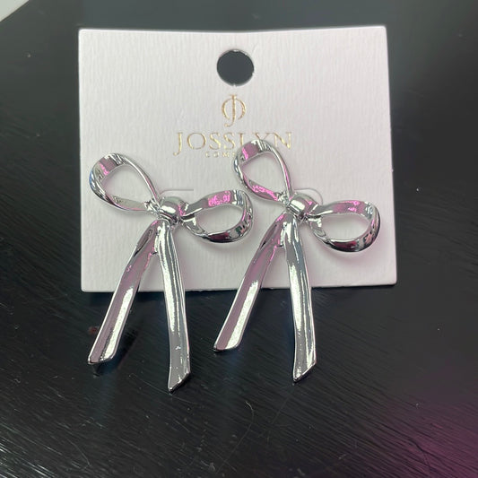 Swing Around Bow Earrings in Silver - Ella Chic Boutique