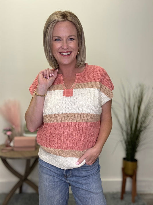 Serious Stripes Textured Knit Top