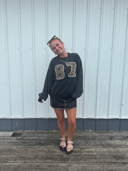 Regan 87 Leopard and Lace Crewneck Sweatshirt