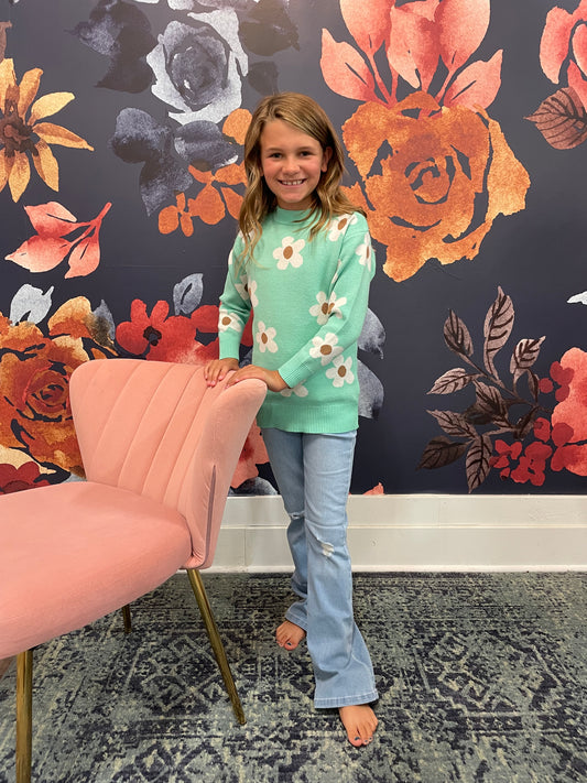 Dreaming Of Daisies Sweater Top - Girls - Ella Chic Boutique