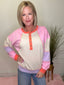 Spring is Colorful Henley Sweatshirt Pullover Top