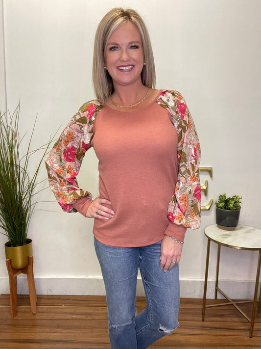 It’s A New Day Knit Floral Woven Top - Ella Chic Boutique
