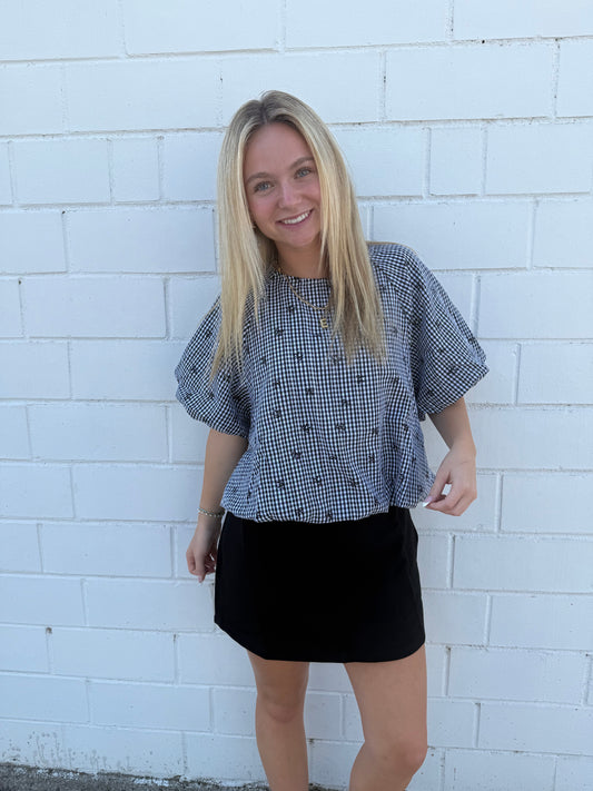 Hyfve black mini skirt built in liner shorts comfy skort boutique