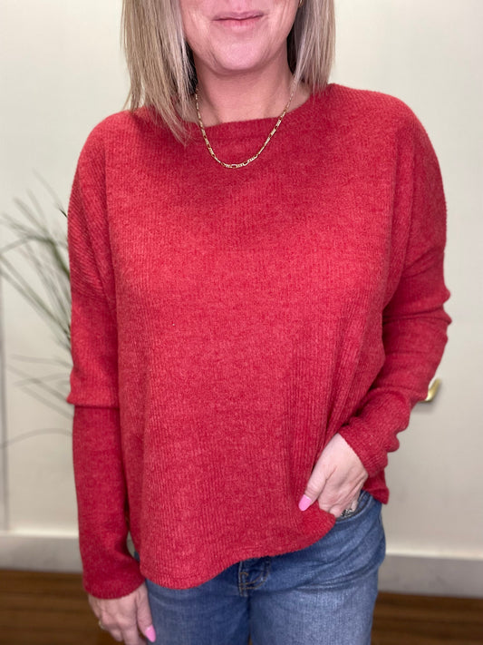 So Much Better Ribbed Top in Red - Ella Chic Boutique