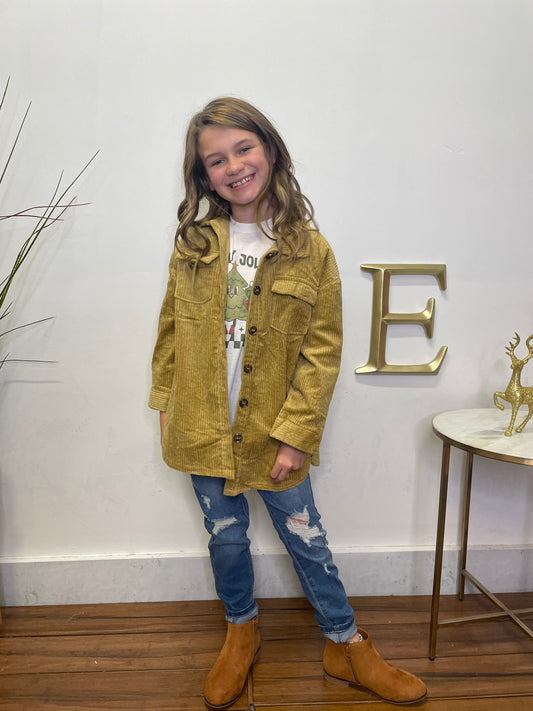 Girls Make it Best Mustard Corduroy Shacket - Ella Chic Boutique