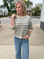 Easy Going Short Sleeve Striped Sweater Top
