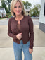Simply Essential Button Down Scallop Cardigan in Chocolate