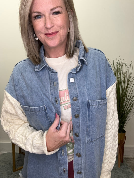 Mixed Media Denim Jacket