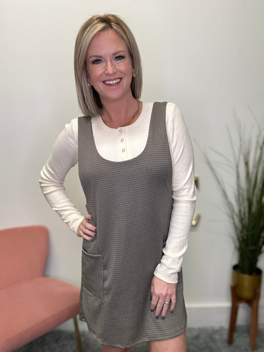 Call It Kennedy Houndstooth Pattern Dress - Ella Chic Boutique