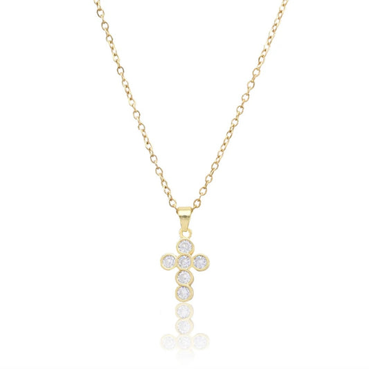 Rhinestone Gold Cross Necklace