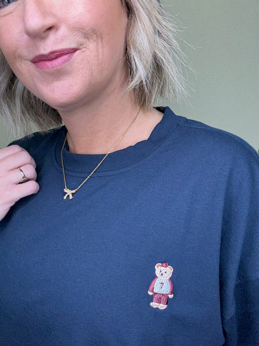 Teddy Patch Comfy Navy Sweatshirt