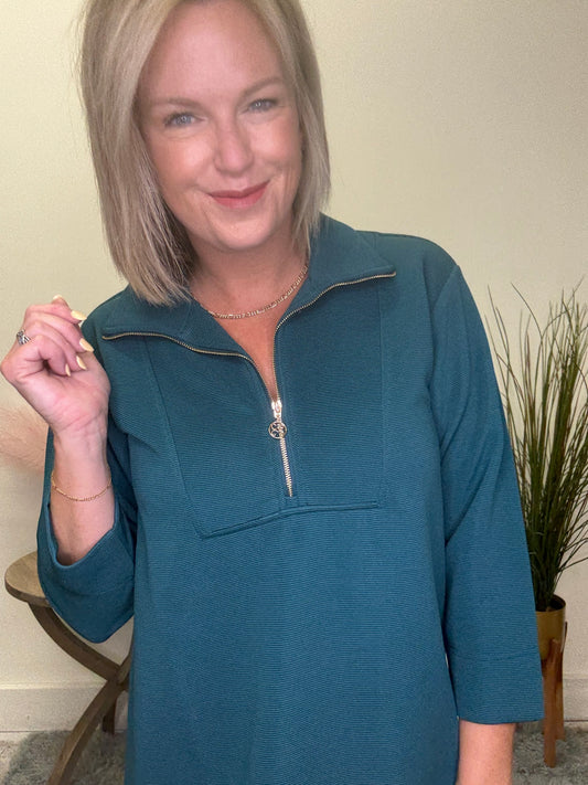 Gulf Blue Raven Zip Front Dress