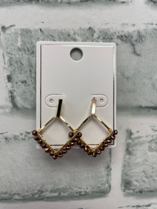 Beaded Diamond Dangle Earrings - Ella Chic Boutique