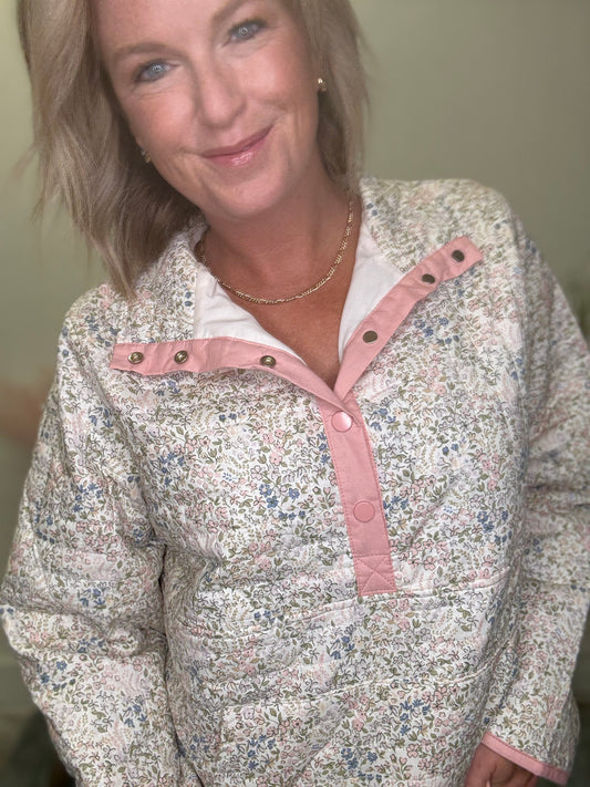 Ditsy Floral Printed Quilted Jacket - Ella Chic Boutique
