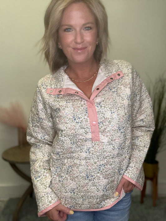 Ditsy Floral Printed Quilted Jacket - Ella Chic Boutique