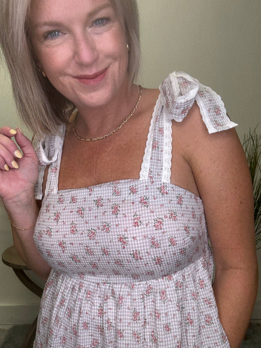 Glorious Gingham and Floral Dress