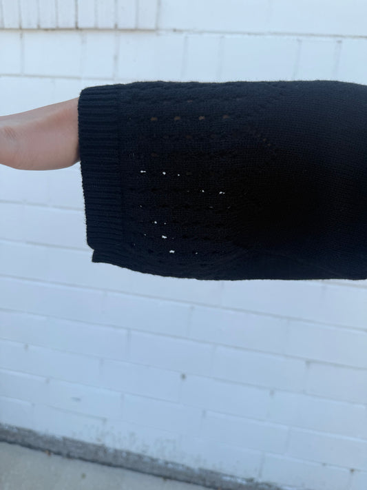 Hyfve black sweater knit design wide sleeve top boutique Roanoke Indiana