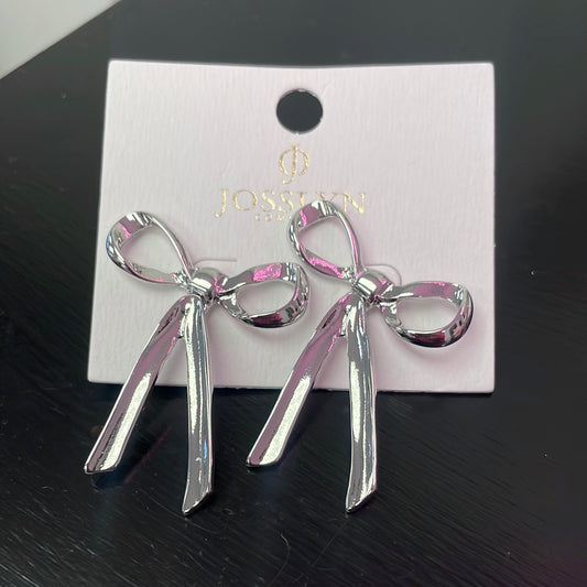 Swing Around Bow Earrings in Silver - Ella Chic Boutique