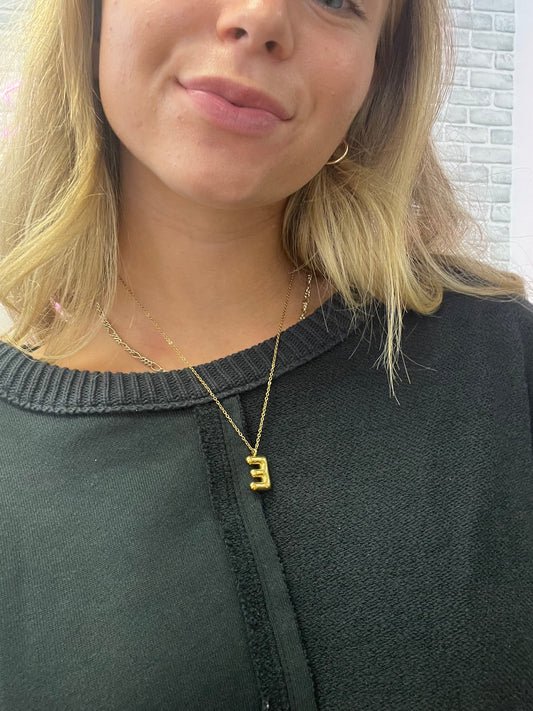 Kendra bubble letter initial gold necklace 