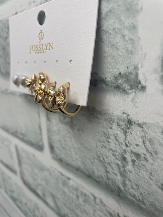 Add A Bow Set of 3 Earrings - Ella Chic Boutique