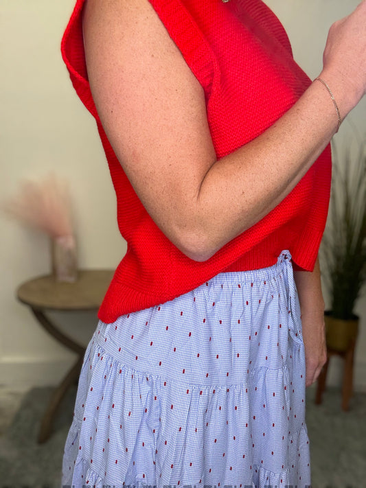 Blue Tiered Flowy Midi Skirt - Ella Chic Boutique