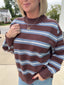 Change of Plans Brown and Blue Striped Sweater