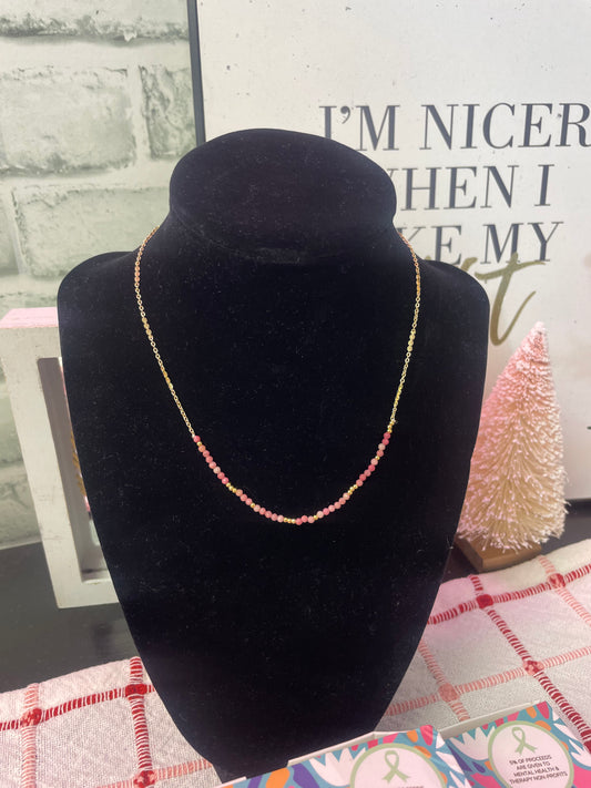 Pinked Beaded Detail Necklace
