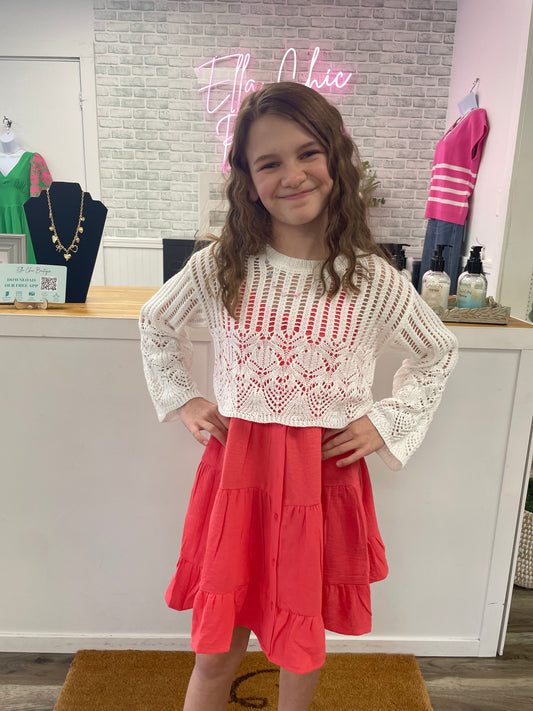 Marley Coral Dress with Bow Back - Ella Chic Boutique