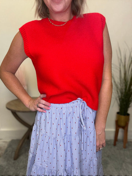 Blue Tiered Flowy Midi Skirt - Ella Chic Boutique