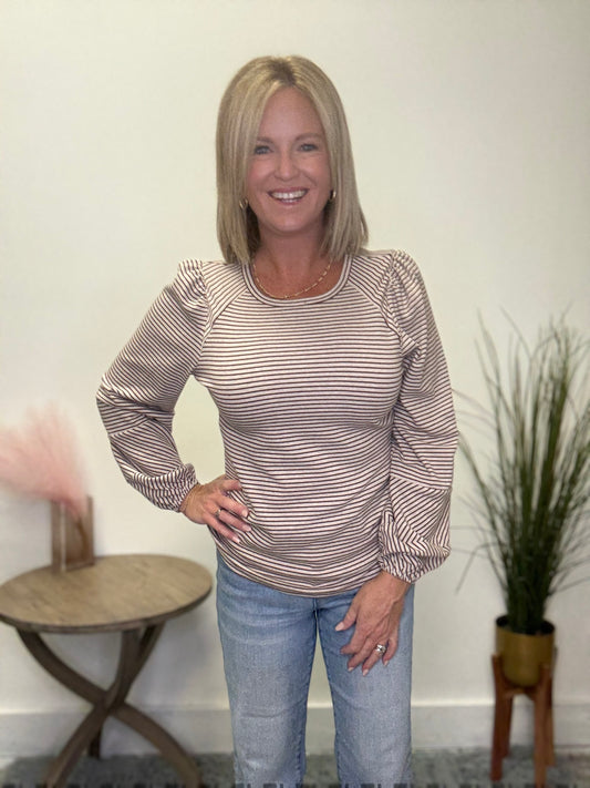 Proud Puff Sleeve Striped Top