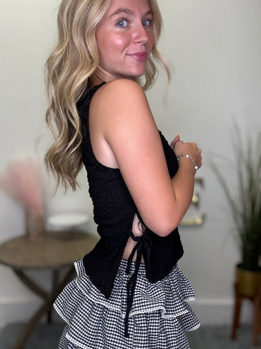 Swept Up Side Tie Top