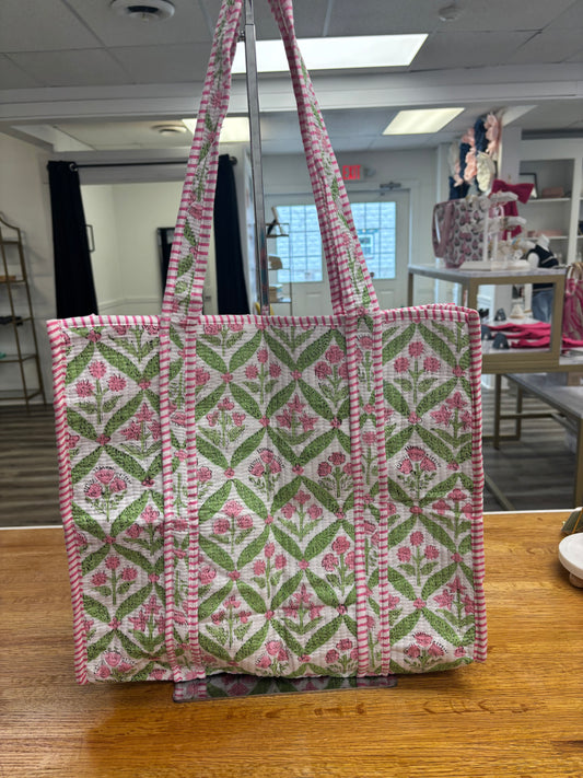 Miller Pink and Green Floral Tote Bag