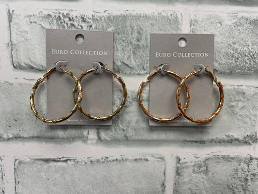 Hoop Earrings With Enamel Details (2 Colors) - Ella Chic Boutique