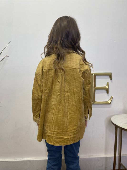 Girls Make it Best Mustard Corduroy Shacket - Ella Chic Boutique