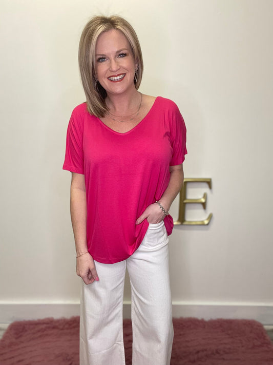 Put On Happiness Top in Fuchsia