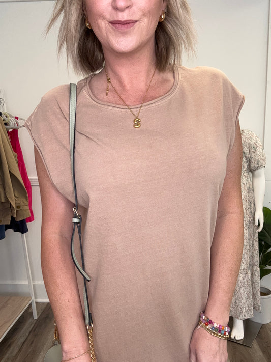 Freestyle Sleeveless Mini Dress in Taupe