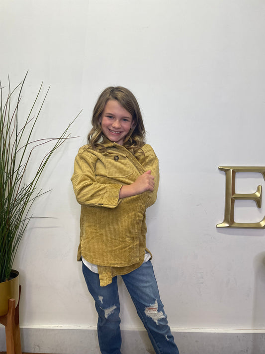 Girls Make it Best Mustard Corduroy Shacket - Ella Chic Boutique