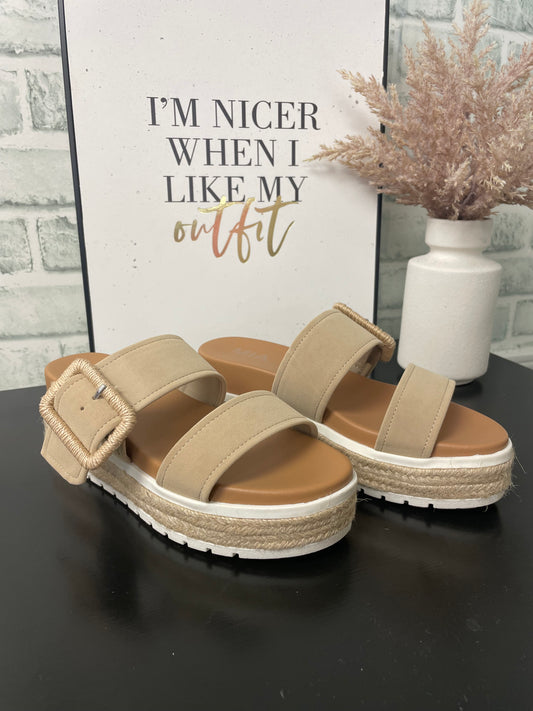 Kenzie Wedge Sandals in Taupe