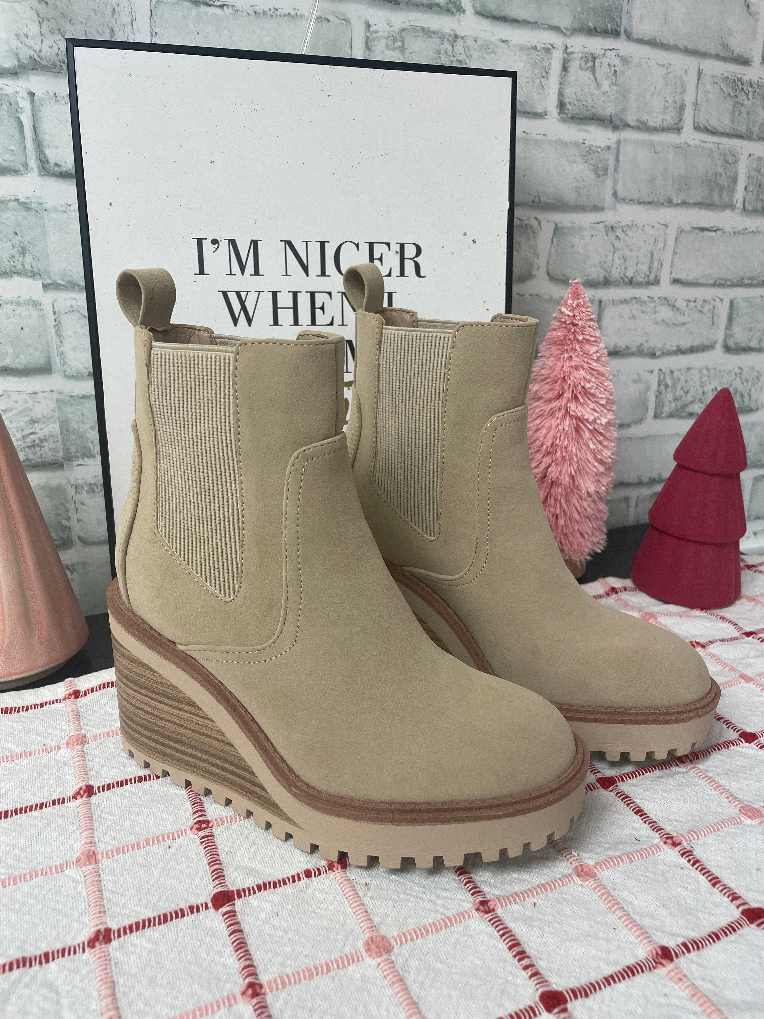 Corin Wedge Boots In Sand