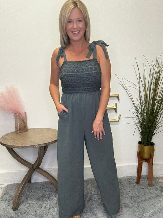 Especially Perfect Dark Teal Jumpsuit