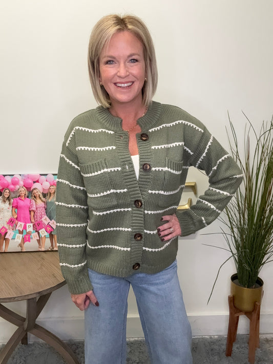 Memories Button Up Scallop Cardigan
