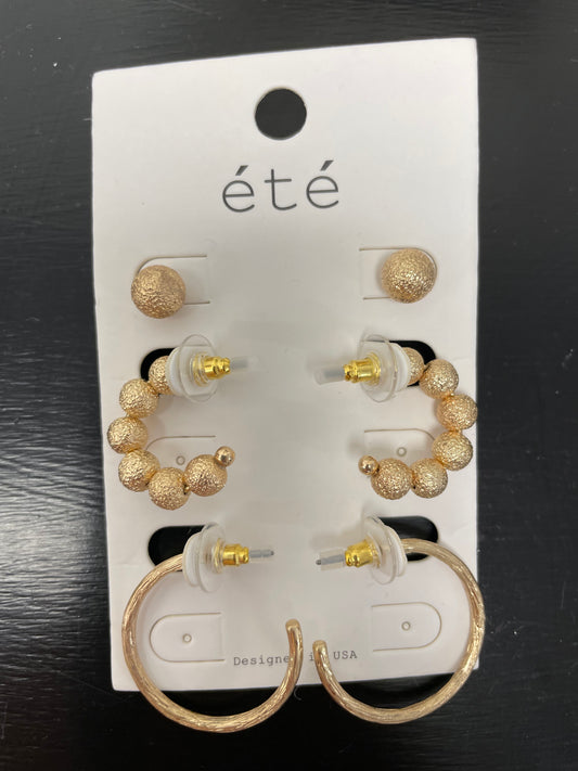 Triple Threat Gold Earrings (3 Pairs) - Ella Chic Boutique