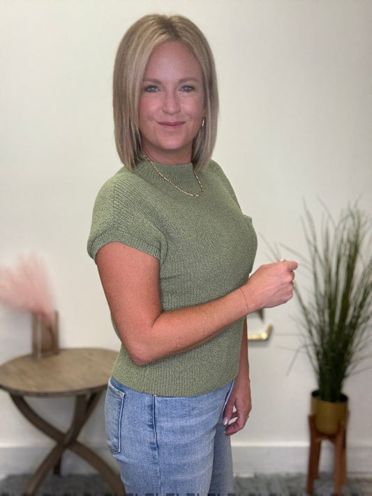 All Smiles Mock Neck Short Sleeve Sweater - Ella Chic Boutique