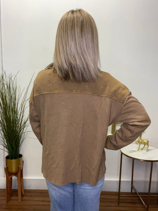 Just Maybe Mineral Washed Jacket Top - Ella Chic Boutique