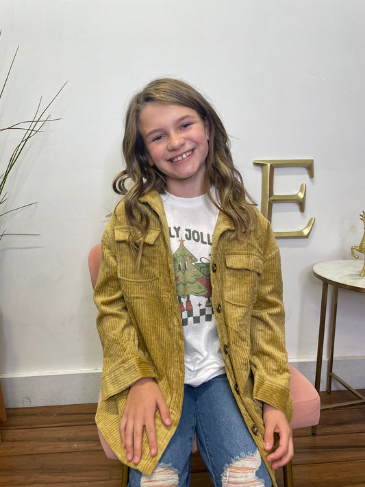 Girls Make it Best Mustard Corduroy Shacket - Ella Chic Boutique