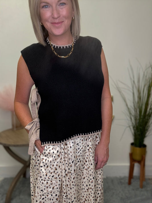 Mikarose Maxi Skirt Dapple Dash pockets fully lined full cream black neutrals taupe tan