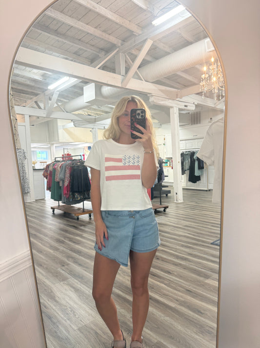 Patchwork Flag Baby Tee Shirt